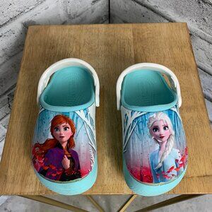 Crocs Disney Frozen II Elsa & Ana Ice Blue Classic Clog Shoes Youth Toddler C10